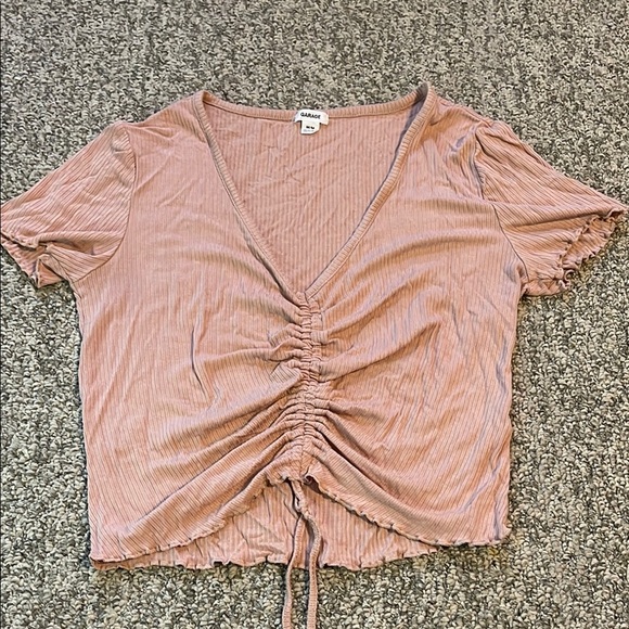 Mauve Ruched V-Neck Top From Garage! - Picture 1 of 2